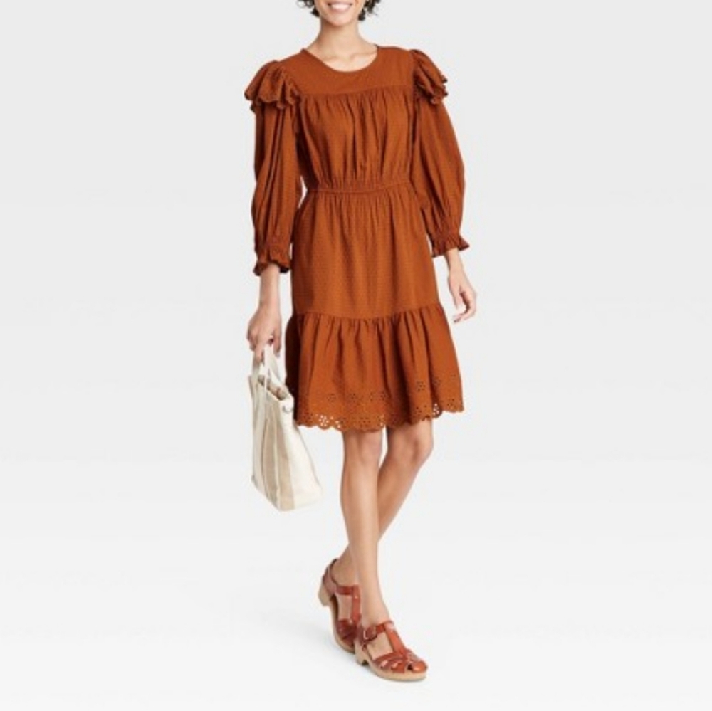 Universal Thread Women's Ruffle Dress Size XXL Brown Cute Outfit